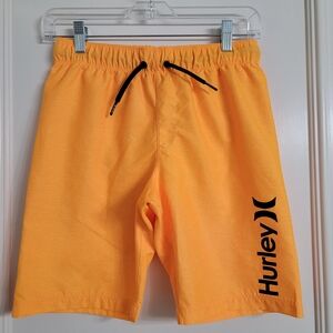 Hurley Boys Orange Swim Trunks/Shorts Velcro Pockets Drawstring. Sz- M (10-12)